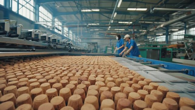 Cork stopper factory.	
