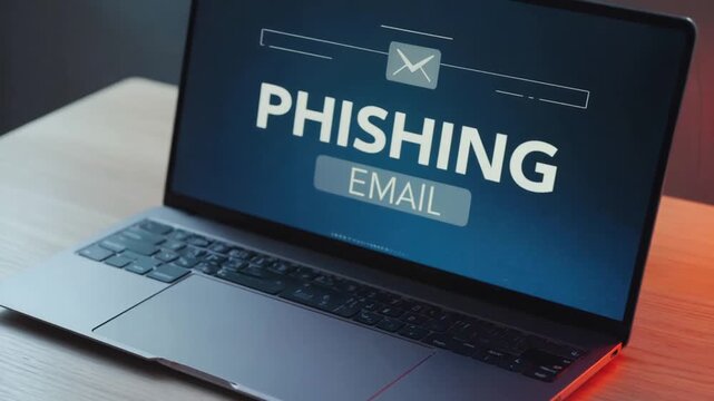 Laptop with phishing email.	
