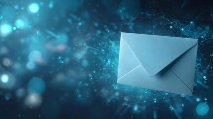 glowing envelope on cyber security concept background with copy space