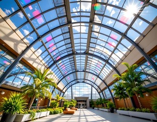 Modern Glass Dome Atrium with Natural Light and Greenery