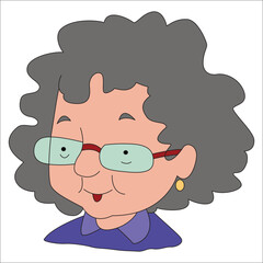 Smiling grandmother face on white background