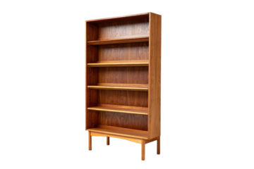 Tall wooden bookcase with four shelves