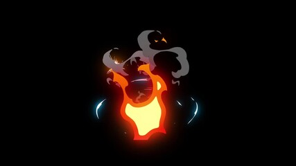 Flash FX fire and smoke cartoon explosion on black screen, hand-drawn sparks and thunder energy blasts, 2D animation in shiny burst style, with 4K motion graphics cartoon FX - Powered by Adobe