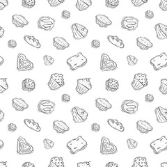 Hand Drawn Bread seamless pattern background