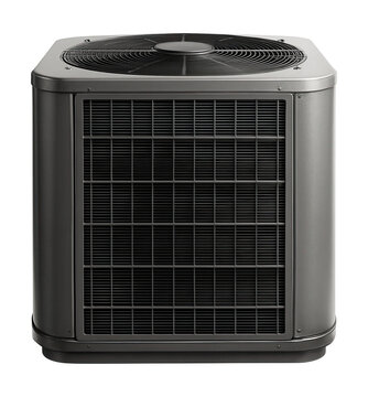 Commercial central air conditioning unit with a metal condenser.