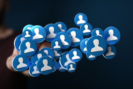 3D render of connected user icons, ideal for social media, networking, and digital concepts, visualizing the essence of communication. - Powered by Adobe