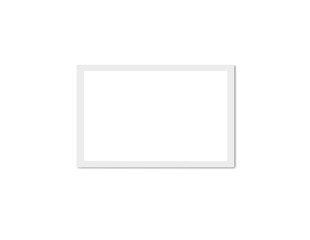Blank white Polaroid photo frame with adhesive tape on top and bottom, isolated transparent PNG for...
