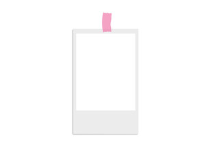 Blank photo frame, vintage postcard photo mockup with highlighted shadow PNG overlay background