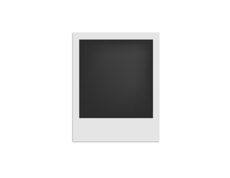 Blank white Polaroid photo frame with adhesive tape on top and bottom, isolated transparent PNG for creative collage, scrapbook, or photo mockup design.