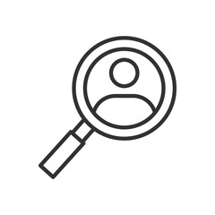 Search person icon in line design. search, person, investigation, suspect, profile, lookup, find, identification on white background vector. Search editable stroke icon - AI generated