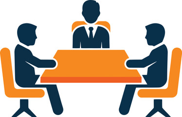 Obraz premium Business meeting with three people at a table chairs