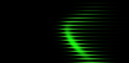 Vibrant green light streaks across a dark, abstract background creating a dynamic visual effect