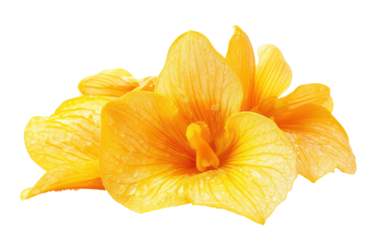 Abstract yellow orchid flower isolated on transparent background. Bright yellow thai orchid flower isolated on white background. - Powered by Adobe