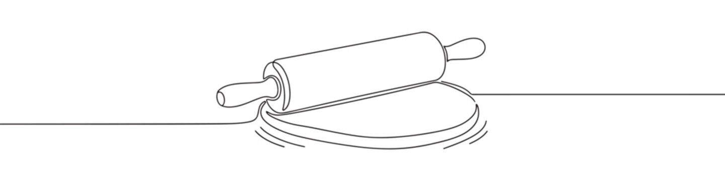 rolling pin rolling dough, continuous line art clip art preview