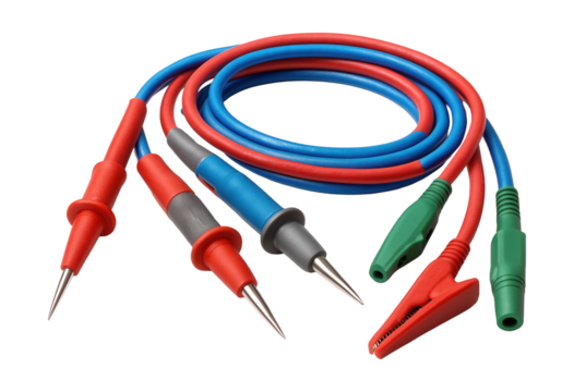 Silicone test leads with interchangeable probes for diverse measurement tasks.