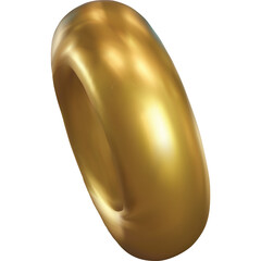 A Single Golden Ring with Metallic Sheen and Reflective Surface on a Transparent Background