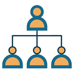 Org Chart Vector Icon, Team Hierarchy Management Structure, Isolated on White Background