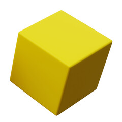 Fototapeta premium 3d Cube Yellow color, Abstract realistic rendering of 3d geometry shape object element