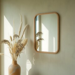 Minimalist Interior with Dried Pampas Grass and Mirror