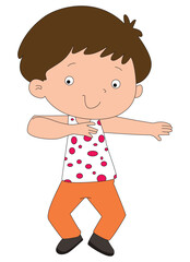 Boy dancing white background