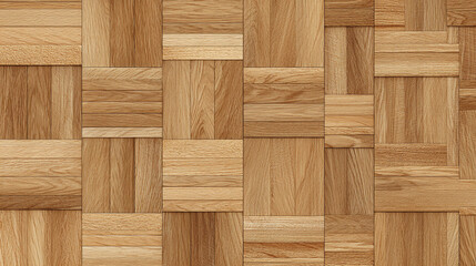 A detailed shot of a parquet wood floor, showcasing its intricate pattern and texture
