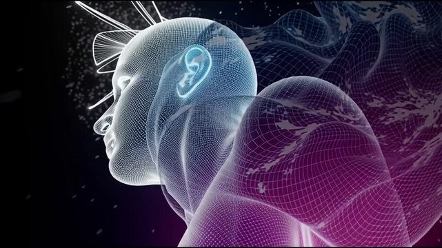 Epistemology consciousness abstract visualization. Philosophical conceptual visuals. Abstract visualization of a human head with flowing colors.