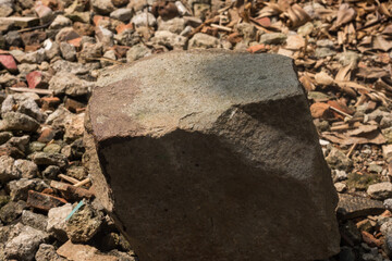 Construction Debris and Gravel Background with Broken Ceramic Shards