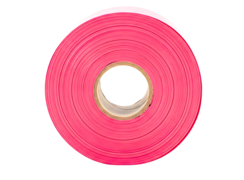 Roll of bright pink paper tickets isolated on transparent background