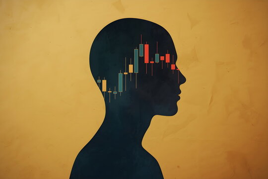 Financial concept of a stock chart inside a woman's silhouette