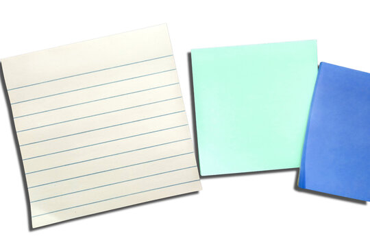 Blank notepads in lined white and solid blue are featured in this clean, minimalist stock photo, ideal for business, organization, or productivity visuals. Background template banner with copy space.