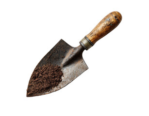 Used trowel with soil