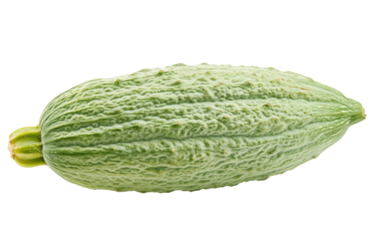 Green bitter chayote vegetable isolated on transparent background. Fresh chayote isolated on white background.