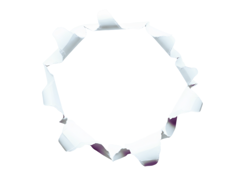 Torn paper hole with jagged edges isolated on transparent background