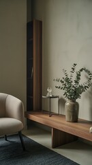 Modern Living Room with Minimalist Decor and Natural Elements