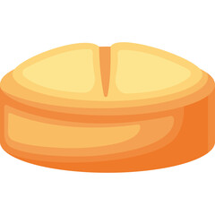A Single Orange Pill With A Split Down The Middle On A Transparent Background