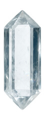 Clear topaz crystal featuring a subtle prismatic shape and excellent clarity.