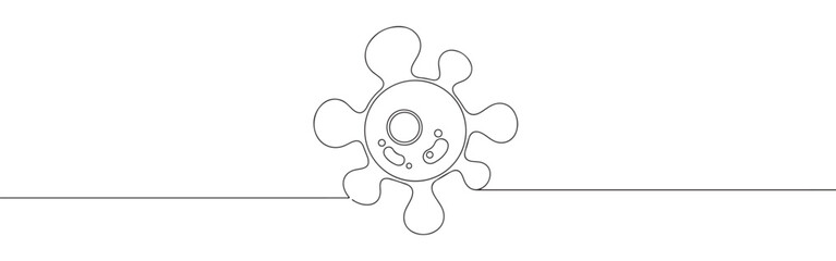 Continuous one line drawing of a generic cell or virus. Concept of microbiology, science and medicine