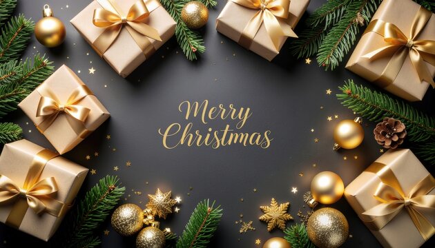 Christmas gift giving celebration festive season holiday decorations indoor aerial view joyous atmosphere