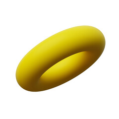 3d Torus or Ring Yellow color, Abstract realistic rendering of 3d geometry shape object element