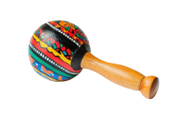 Colorful maraca musical instrument isolated on transparent background. Maraca classic mexican music Instrument isolated on white background.