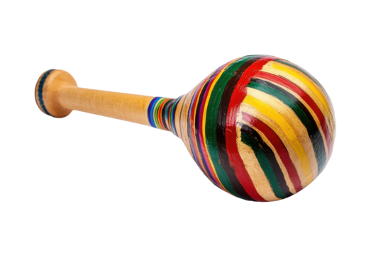 Colorful maraca musical instrument isolated on transparent background. Maraca classic mexican music Instrument isolated on white background.