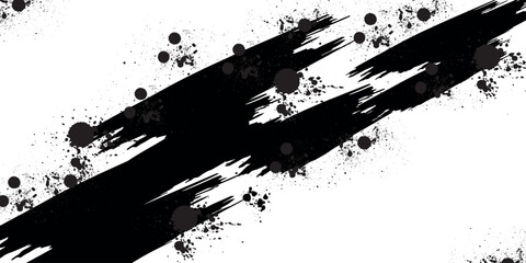 Abstract background with grunge brush stroke texture. Modern black and white ink splash and stain effect background concept for covers, brochures, certificates and presentations.