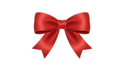 Shiny Red Ribbon Bow Decoration Isolated on Transparent Background gift isolated on a transparent background