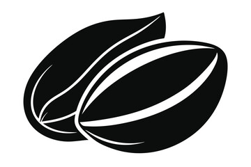 pistachio nut black and white silhouette on white background