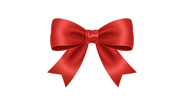 Shiny Red Ribbon Bow Decoration Isolated on Transparent Background gift isolated on a transparent background