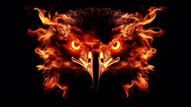 fire eagle digital artwork video stock.