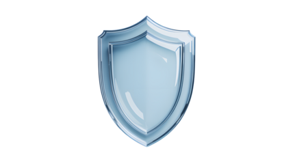 Transparent Glass Shield Icon with Blue Tint Isolated on White Background security isolated on a transparent background