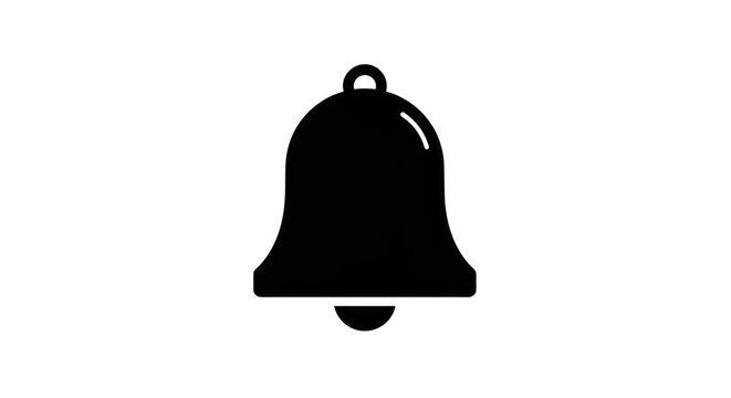 Simple black notification bell icon on a white background