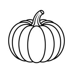 Simple outline drawing of a pumpkin with stem