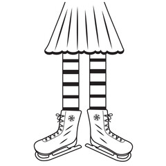 Silhouette of legs skating on ice at an ice rink. Vector logo illustration